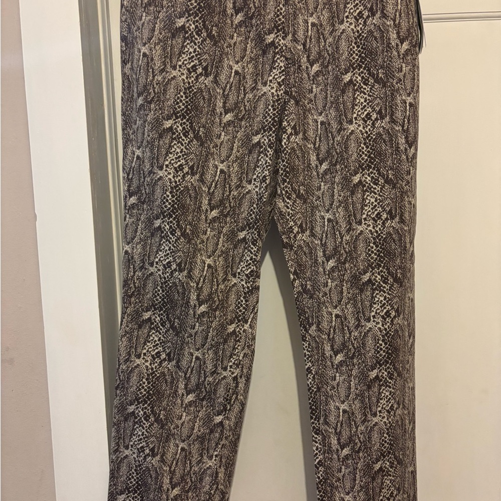 Westbound Brown and Black Straight Leg Pants with Snakeskin Print